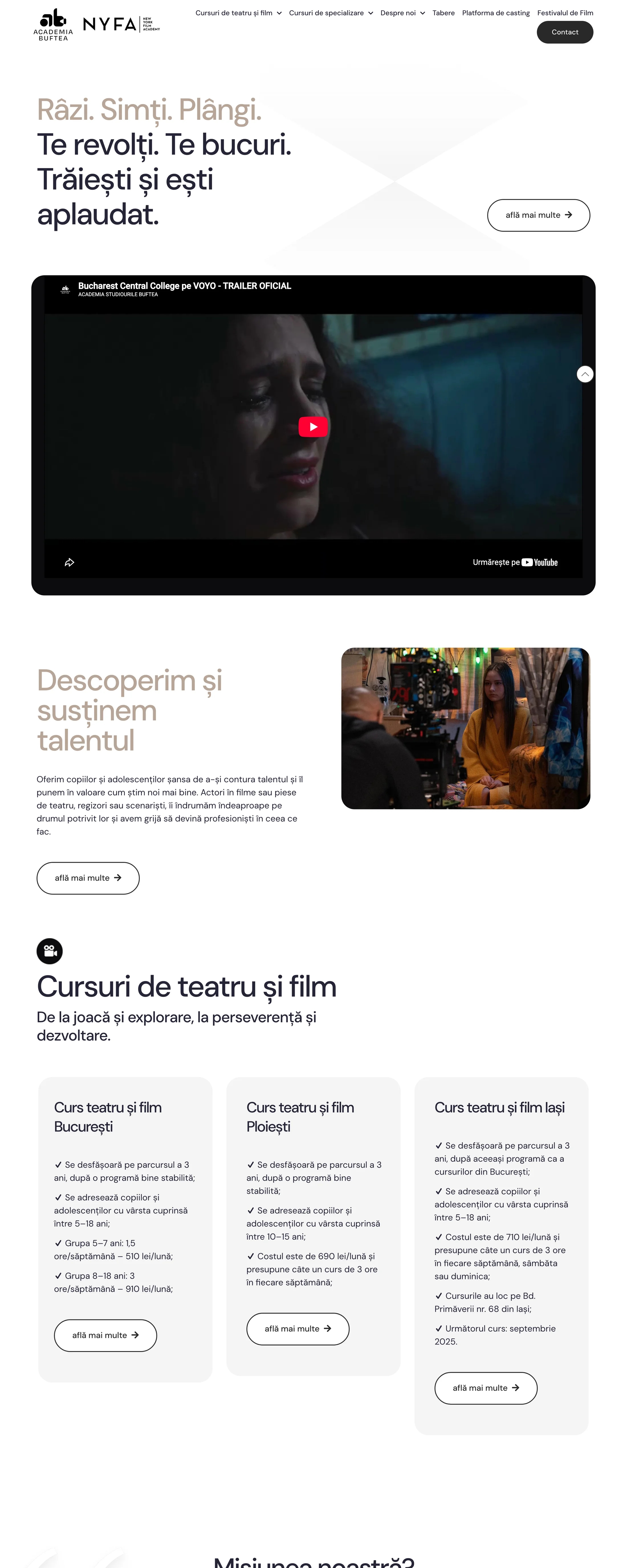 Academia Buftea — Site pentru academia de film și actorie