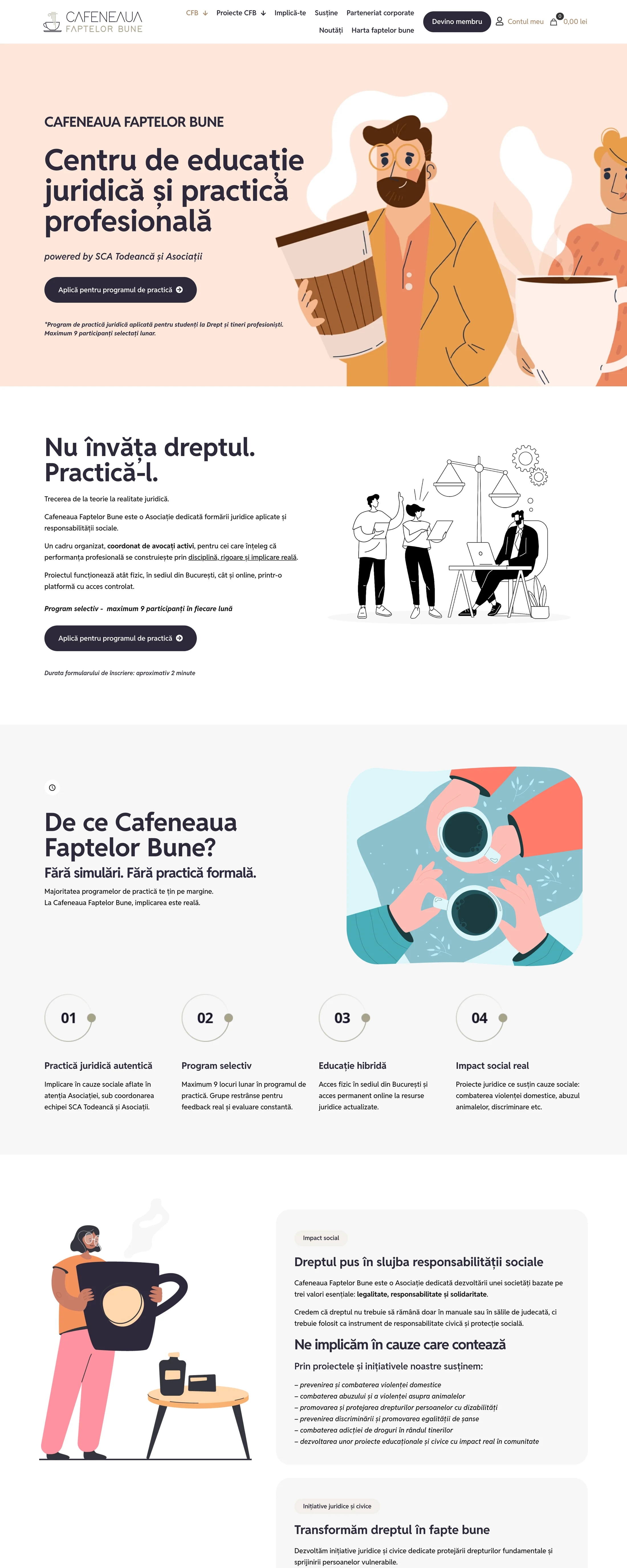 Cafeneaua Faptelor Bune — Site pentru centru de educație juridică