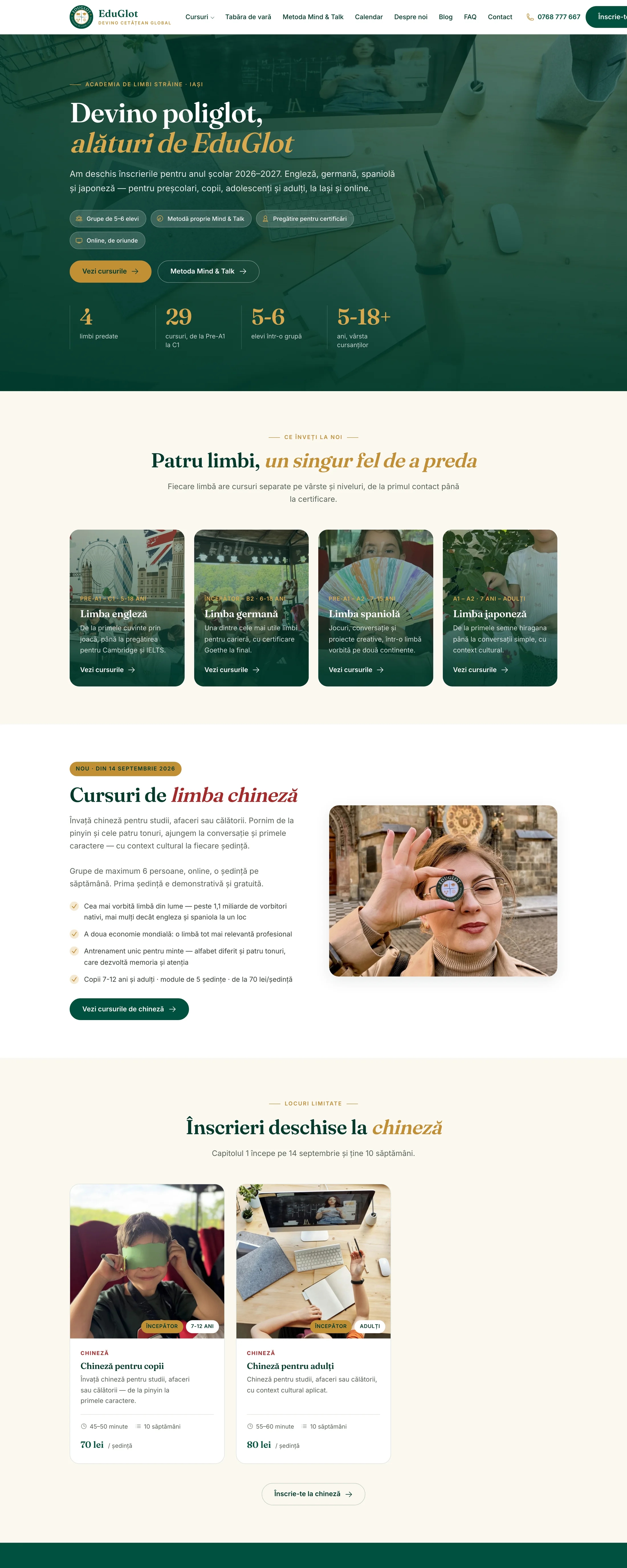EduGlot — Site pentru academia de limbi străine