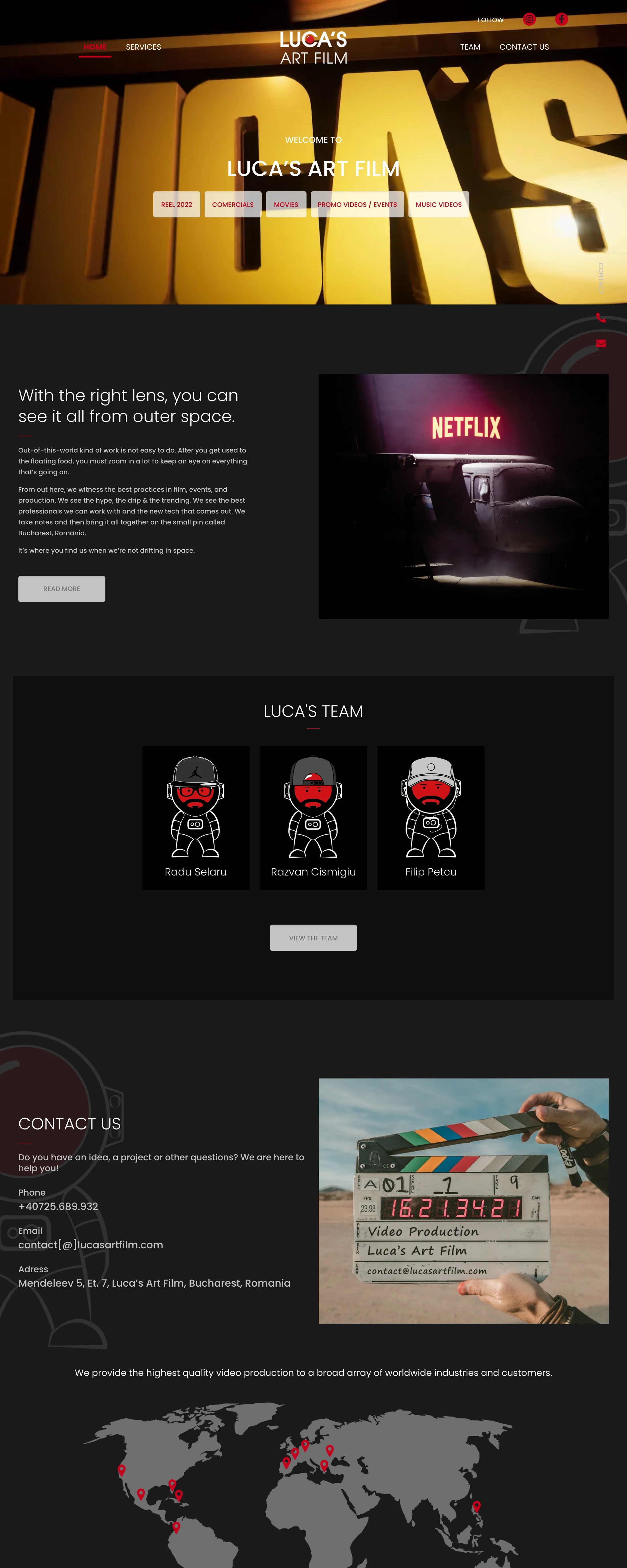 LucasArtFilm — Site portofoliu pentru producție video