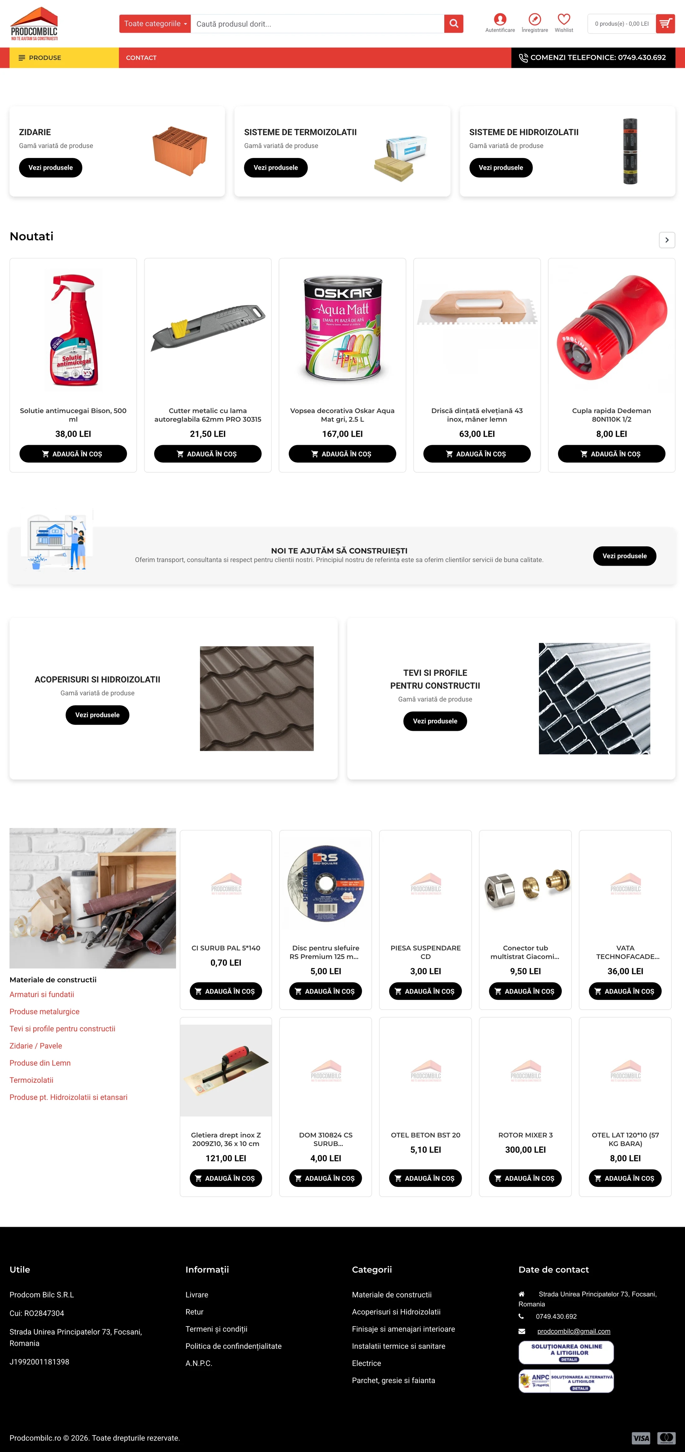 Prodcombilc — Site pentru materiale de construcții