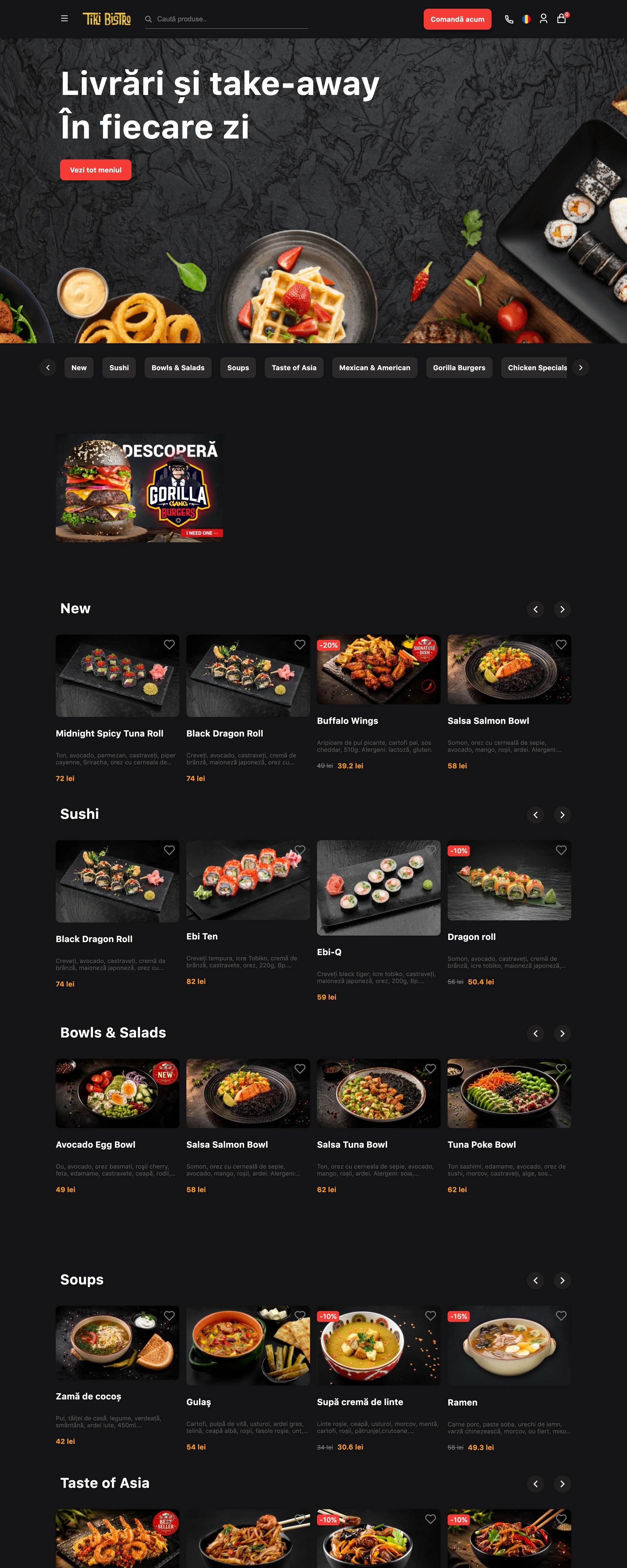 Tiki Bistro — Platformă de comenzi și livrare pentru restaurant
