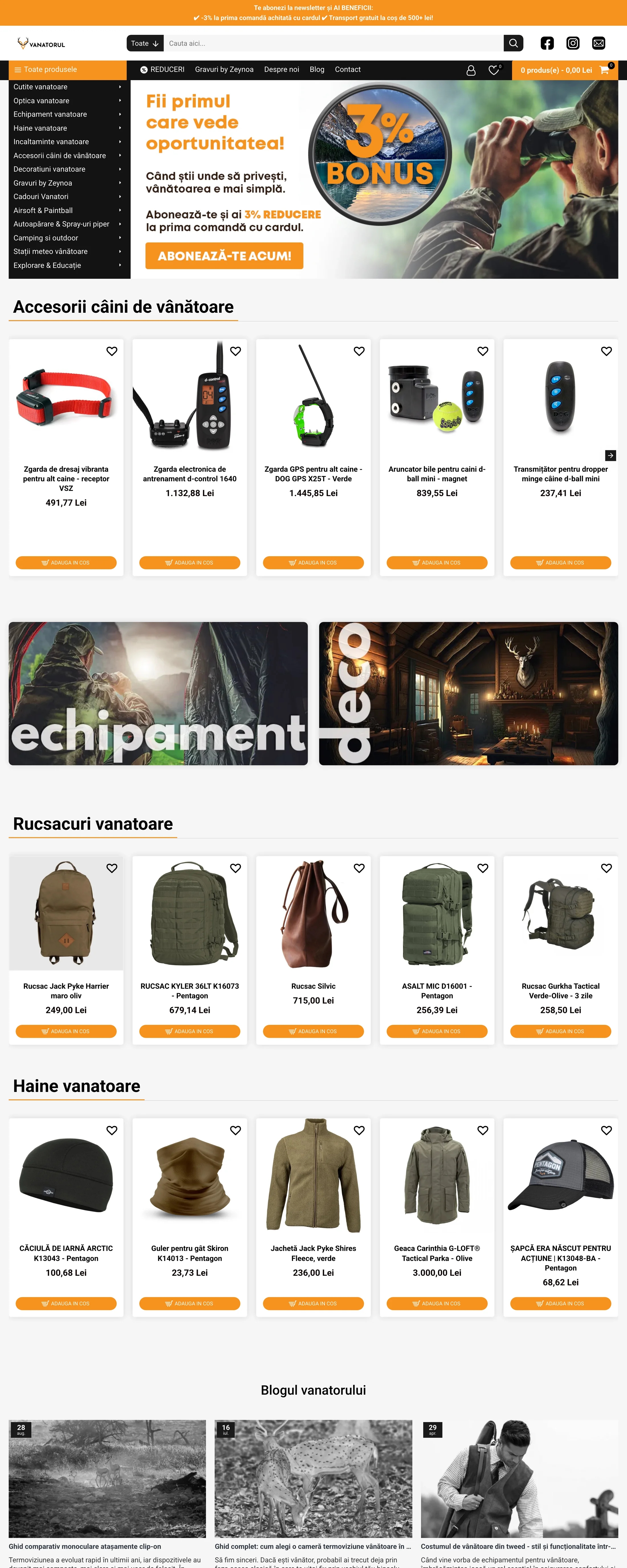 Vânătorul — Magazin online de echipament de vânătoare